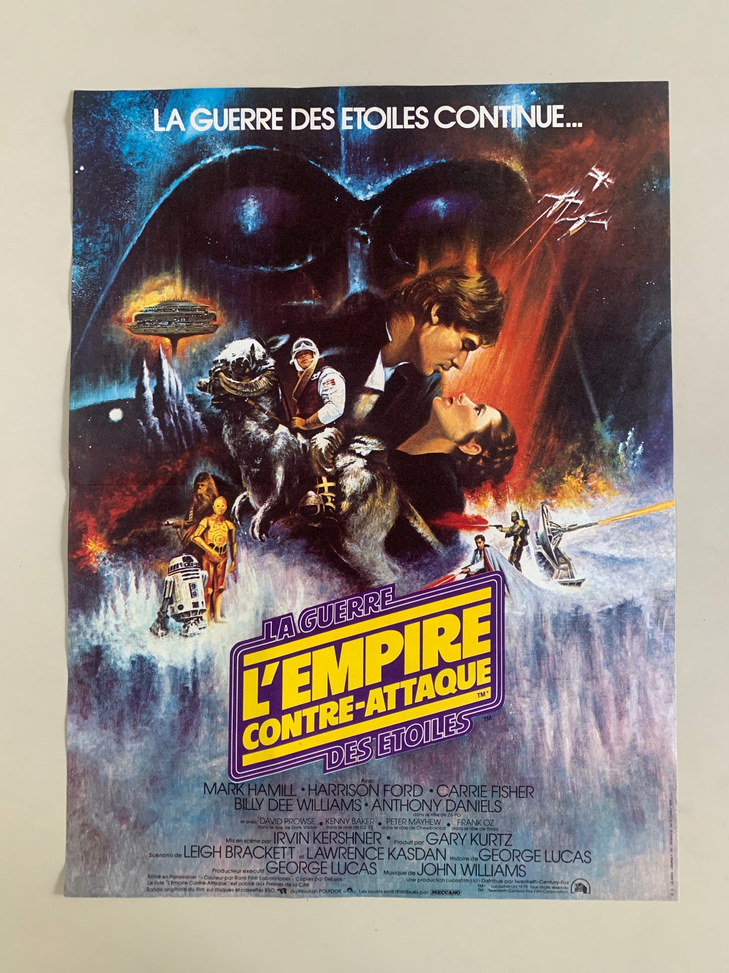 Star Wars: The Empire Strikes Back 1981 Poster, France, 20.5 x 15 inches folded