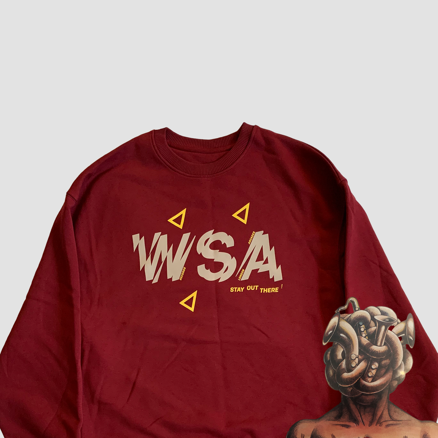 Yellow Spaceships sweatshirt (Burgundy)