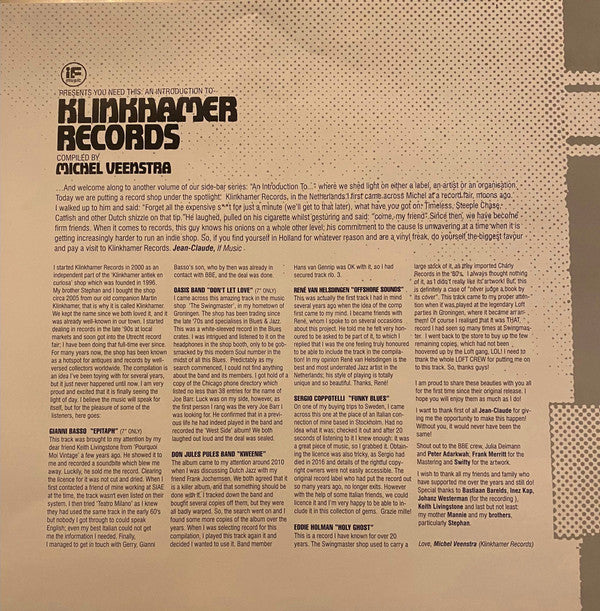 Michel Veenstra : If Music Presents You Need This: An Introduction To Klinkhamer Records (7" + 12" + Comp, Ltd)