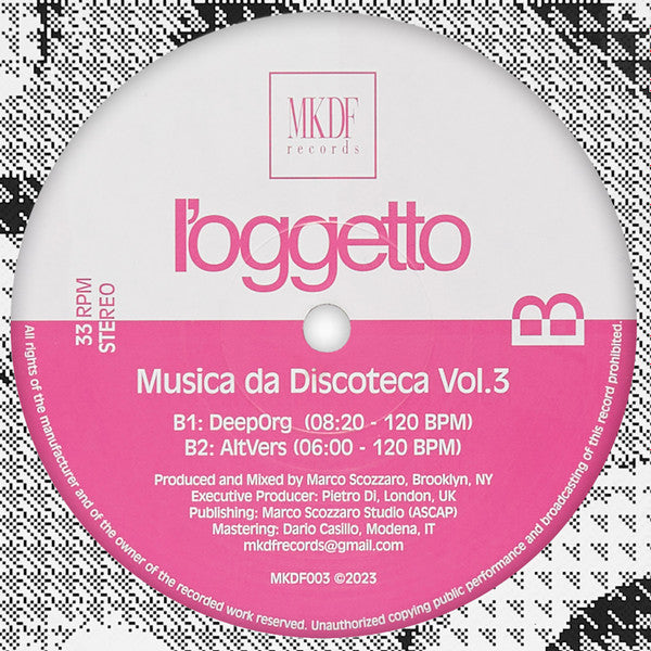 l'oggetto : Musica da Discoteca vol.3 (12", EP)